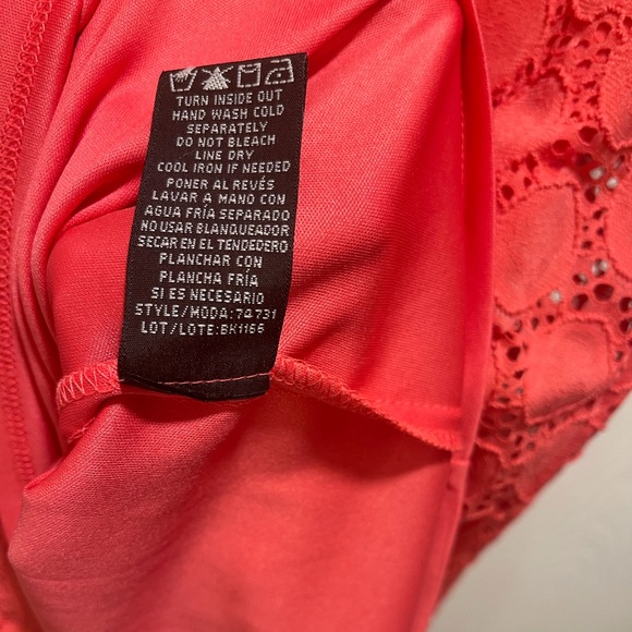 stretch Lace sheath (pull on style) rich apricot peach color, approx knee Length - Picture 7 of 13